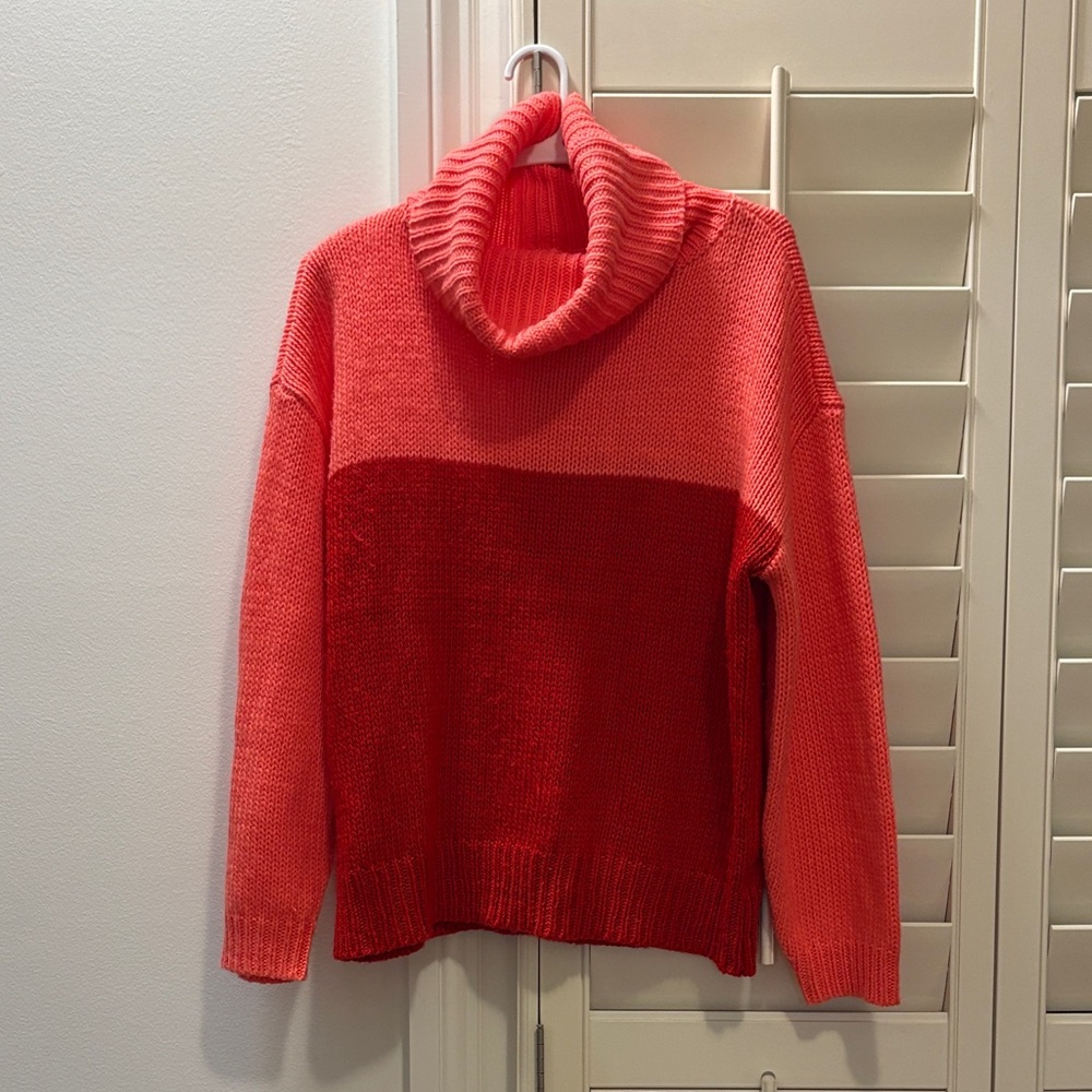 Pink and red color block Sweater